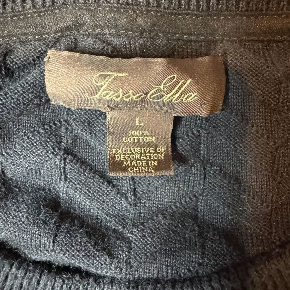 TASSO ELBA Mens Crew Neck Pullover Sweater‎ L Elbow patch